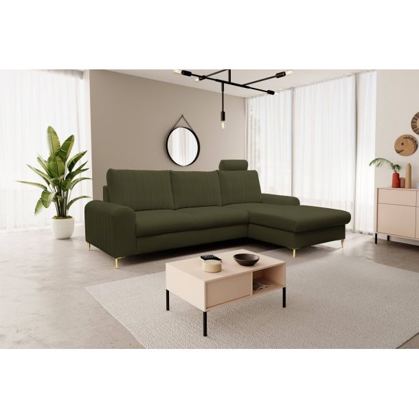 Диван кутовий розкладний MONACO Right Loft-10-Olive, Золотий (1321486069) с доставкой
