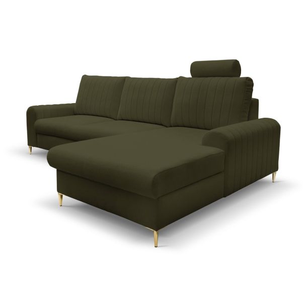 Диван кутовий розкладний MONACO Right Loft-10-Olive, Золотий (1321486069) цена