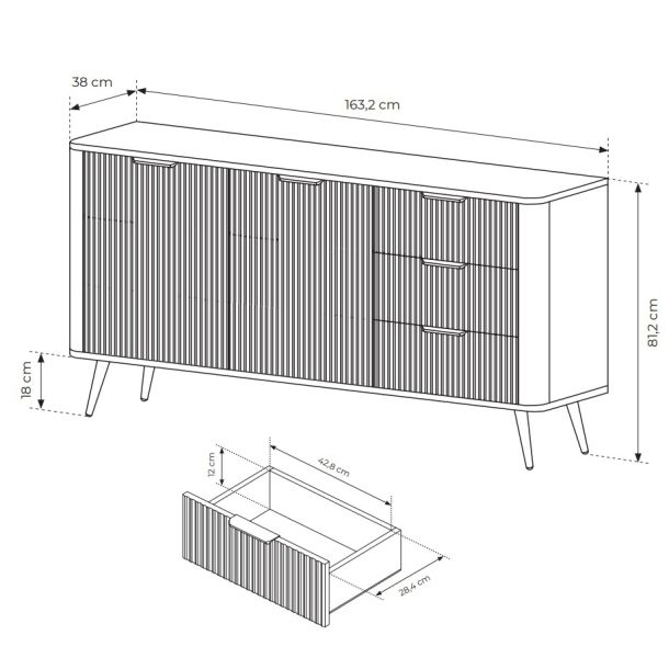 Комод Lante 2D3S/163 Білий, Золотий (1321488068) купить