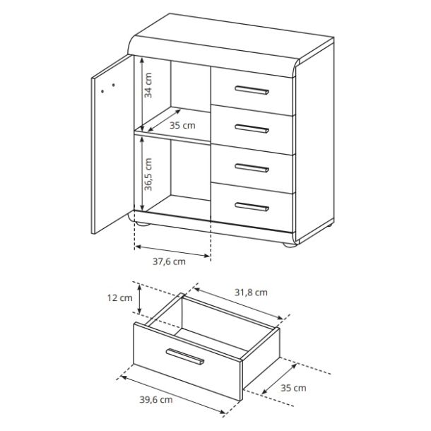Комод Link 1D4S/80 Дуб Сонома (1321470519) с доставкой