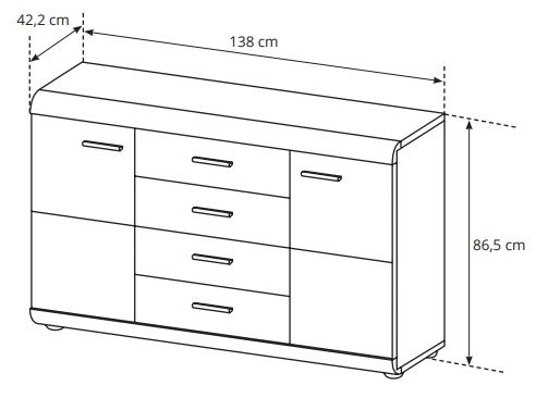 Комод Link 2D4S/140 Дуб Сонома (1321470518) в Украине