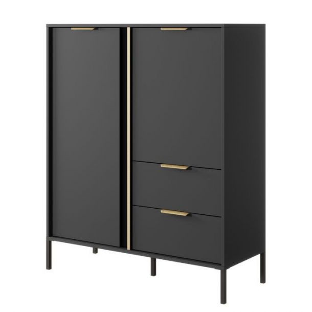 Комод високий Clars 2D2S/104 Антрацит, Золотий (132936680) с доставкой