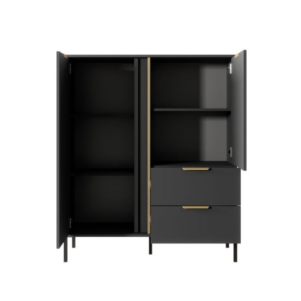 Комод високий Clars 2D2S/104 Антрацит, Золотий (132936680) в Киеве