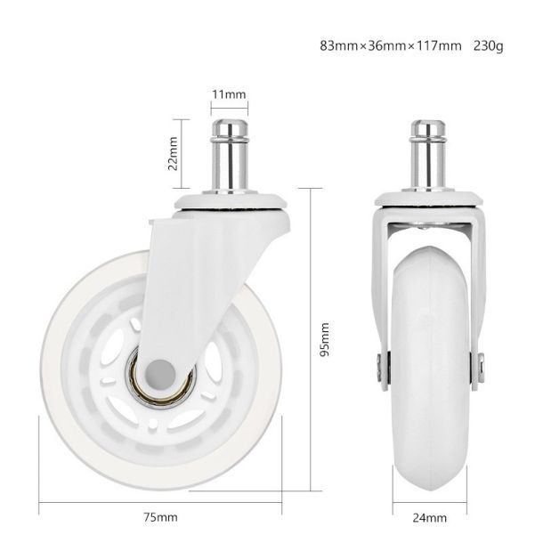 Комплект 5шт прорезиненных роликов ADAPWORK CASTORS 75 Прозрачный белый (1061485906) в Киеве
