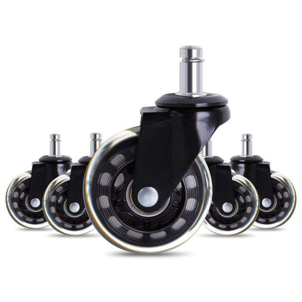 Комплект 5шт прогумованих роликів ADAPWORK CASTORS 65 Прозорий чорний (1061176485) в Украине