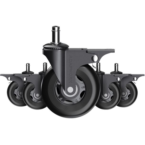 Комплект 5шт прогумованих роликів ADAPWORK CASTORS 75 FIX Чорний (1061488683) с доставкой