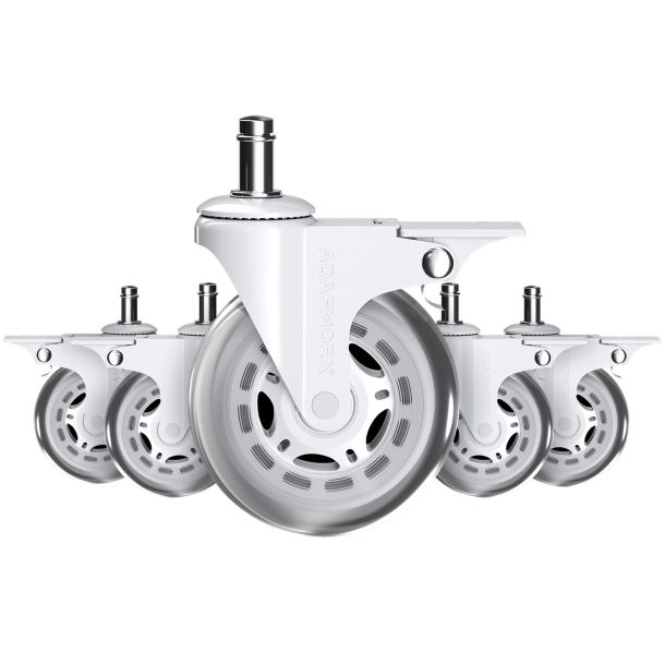 Комплект 5шт прорезиненных роликов ADAPWORK CASTORS 75 FIX Прозрачный белый (1061485757) фото