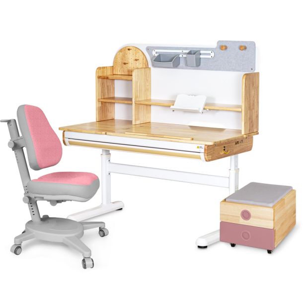 Комплект дитячий L Mealux Cтол Timberdesk Wood L Onyx Рожевий, Рожевий (111473453) с доставкой