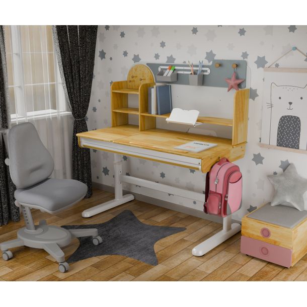 Комплект детский L Mealux Cтол Timberdesk Wood L Onyx Серый, Синий (111473448) в Киеве