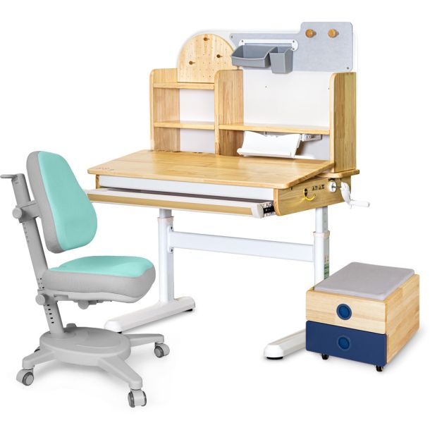 Комплект детский L Mealux Cтол Timberdesk Wood S Onyx Бирюзовый, Синий (111473445) с доставкой