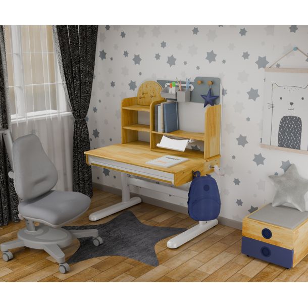 Комплект детский L Mealux Cтол Timberdesk Wood S Onyx Серый, Синий (111473442) в Украине