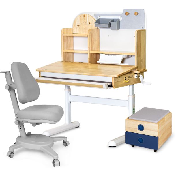 Комплект детский L Mealux Cтол Timberdesk Wood S Onyx Серый, Синий (111473442) с доставкой