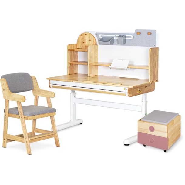 Комплект дитячий L Mealux Timberdesk Wood L Carlo Сірий, Рожевий (111473456) недорого