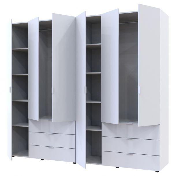 Комплект Шкафов Гелар 3+3 ДСП 232,4х49,5х203,4 Белый (1271275021) в Киеве
