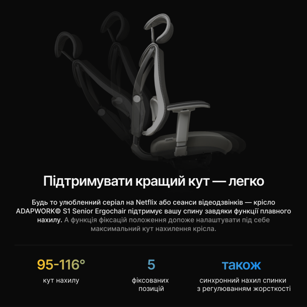 Кресло ADAPWORK S1 Senior ErgoChair Deep Black (1061485435) купить