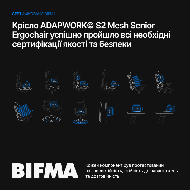 Кресло ADAPWORK S2 Mesh Senior ErgoChair Deep Black (1061485438) в Киеве