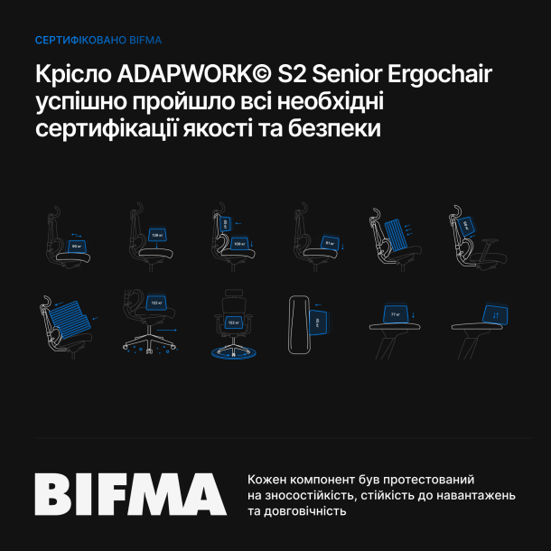 Кресло ADAPWORK S2 Senior ErgoChair Alpine Grey (1061485444) в Украине