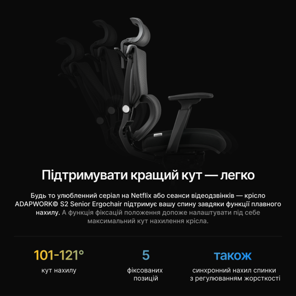 Кресло ADAPWORK S2 Senior ErgoChair Deep Black (1061485443) с доставкой