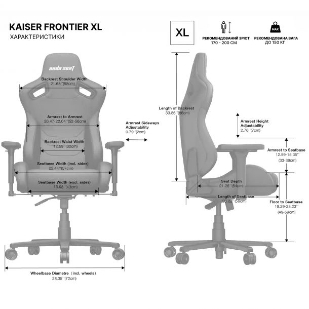 Кресло геймерское Anda Seat Kaiser Frontier XL Linen Grey (871033023) kupistul