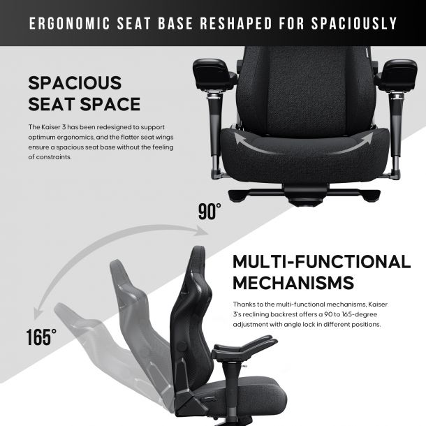 Крісло геймерське Anda Seat Kaiser 3 Pro XL Fabric Black (871380175) в Украине