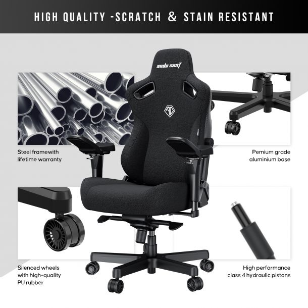 Крісло геймерське Anda Seat Kaiser 3 Pro XL Fabric Black (871380175) недорого