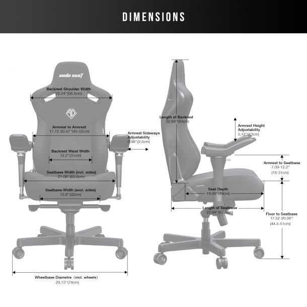Крісло геймерське Anda Seat Kaiser 3 Pro XL Fabric Black (871380175) купить