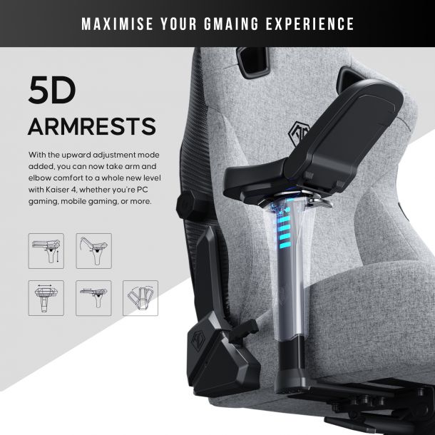 Крісло геймерське Anda Seat Kaiser 3 Pro XL Fabric Grey (871380174) kupistul