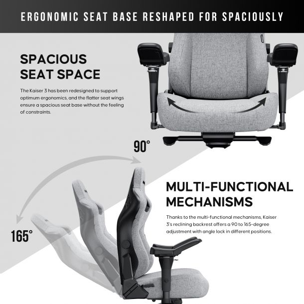 Крісло геймерське Anda Seat Kaiser 3 Pro XL Fabric Grey (871380174) цена