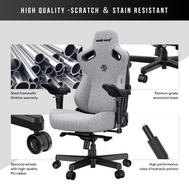 Крісло геймерське Anda Seat Kaiser 3 Pro XL Fabric Grey (871380174) в Украине