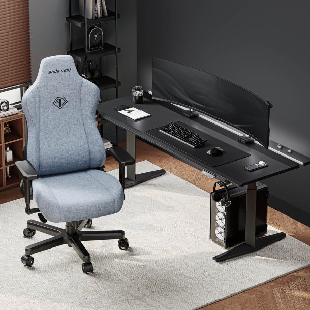Кресло геймерское Anda Seat Kaiser 3E XL Linen Grey blue (871488093) фото