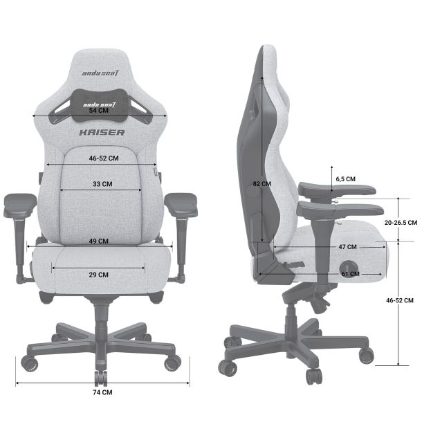 Кресло геймерское Anda Seat Kaiser 4 Size XL Linen Fabric Dark Grey (871485910) недорого