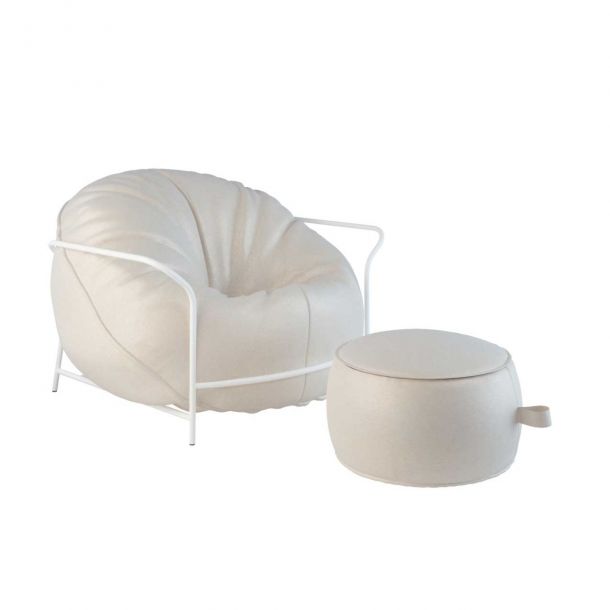 Крісло з пуфом Uni outdoor LD-069 7002, Білий (137446315) недорого