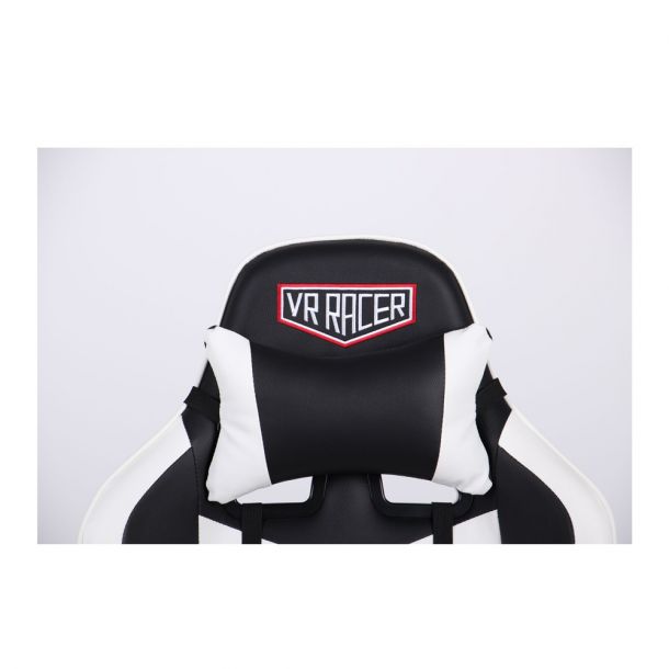 Крісло VR Racer Dexter Laser Чорний, Білий (08466192) в Украине