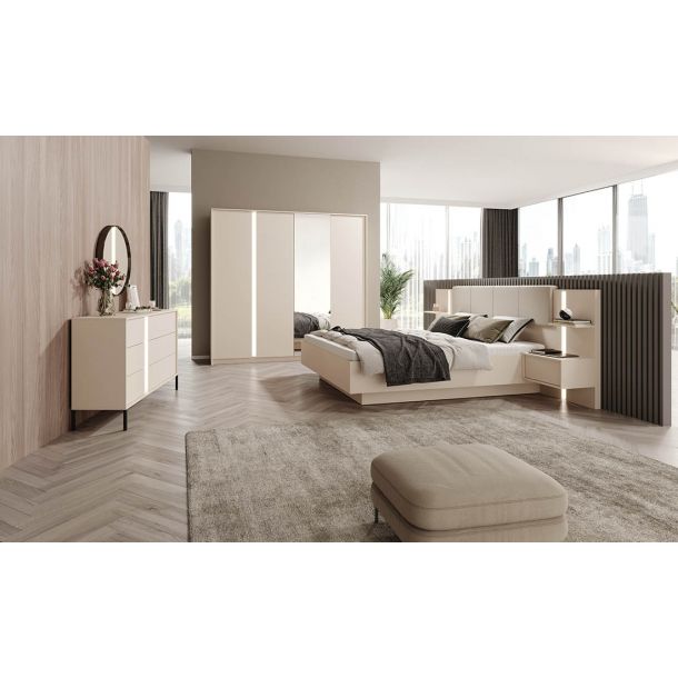 Кровать Фрея с ПМ и 2-мя тумбами Бежевый, 160x200 (1541205610) фото