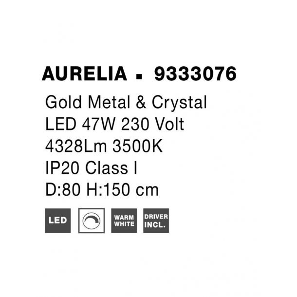 Люстра Aurelia I D80 H150 Золотистый (1591205133) дешево