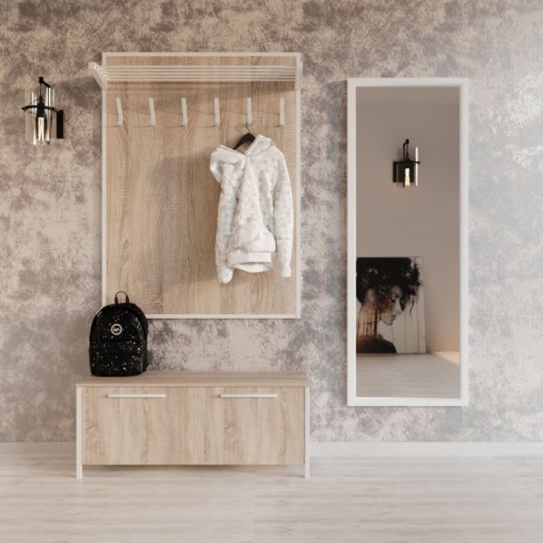 Настенная вешалка Флорида Дуб Сонома, Белый (68446623) недорого