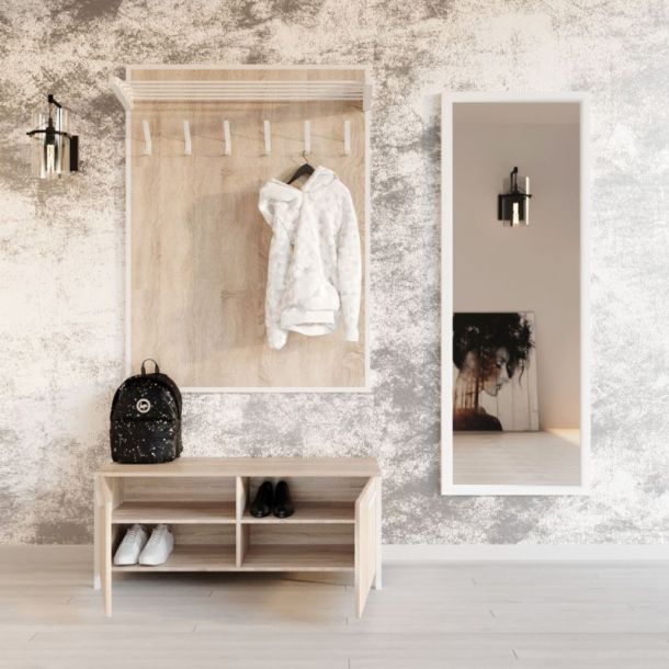 Настенная вешалка Флорида Дуб Сонома, Белый (68446623) kupistul