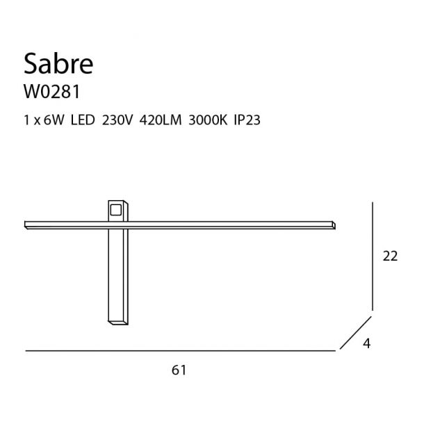 Настінний світильник SABRE 61 Black (118865455) в Киеве
