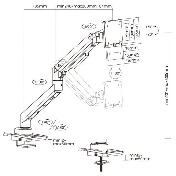 Настольное крепление для монитора OfficePro MA801 17-49'' White (1311205431) kupistul