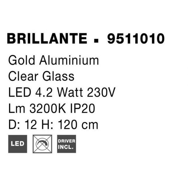 Подвесной светильник BRILLANTE I D12 Золотистый (1591205146) kupistul