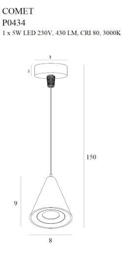 Подвесной светильник COMET BELL Black (118865861) цена