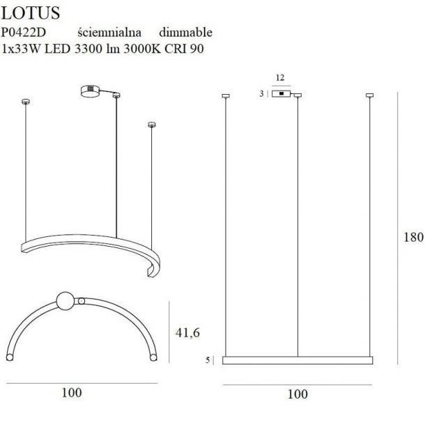 Підвісний світильник LOTUS 33W Gold (118866163) в Киеве