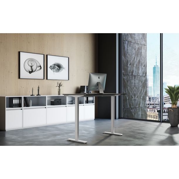 Регулируемый стол ADAPWORK SmartDesk 18мм 136х66 Черный бетон, Белый (106735884) с доставкой