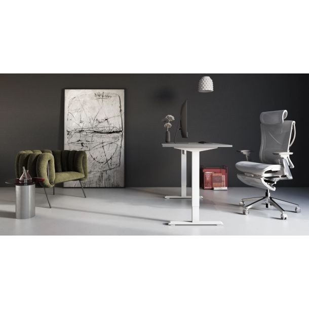 Регульований стіл ADAPWORK SmartDesk 18мм 136х66 Сірий бетон, Білий (106735883) цена
