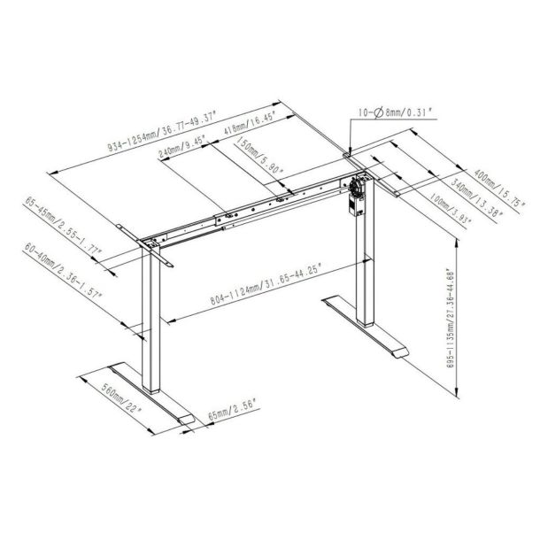 Регульований стіл ADAPWORK SmartDesk One Base 18мм 136х66 Чорний бетон, Білий (1061470010) в Украине