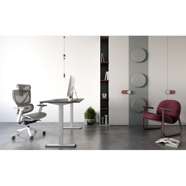 Регульований стіл ADAPWORK SmartDesk One Base 18мм 136х66 Сірий бетон, Білий (1061470009) с доставкой