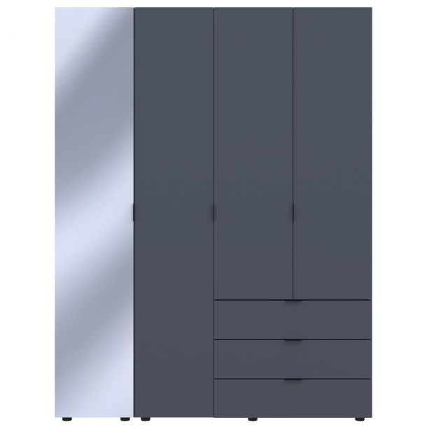 Шкаф Гелар 3 ДСП / 1 зеркало 155х49.5х203.4 Графит (1271271475) kupistul