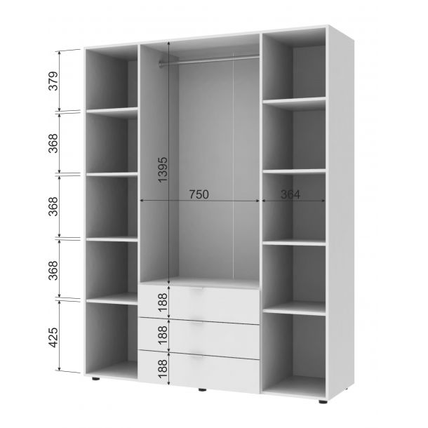 Шафа Гелар 4 ДСП 155х49,5х203,4 Білий (127850189) в Киеве