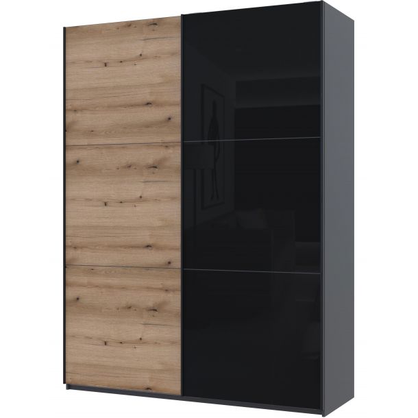 Шкаф купе G-Caiser 1 ДСП / 1 стекло / 3 части 180х60х240 Графит, Дуб тахо (127847153) с доставкой