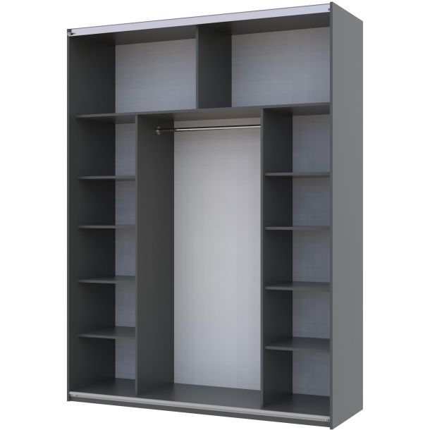 Шкаф купе G-Caiser 1 ДСП / 1 стекло / 3 части 180х60х240 Графит, Дуб тахо (127847153) в Украине
